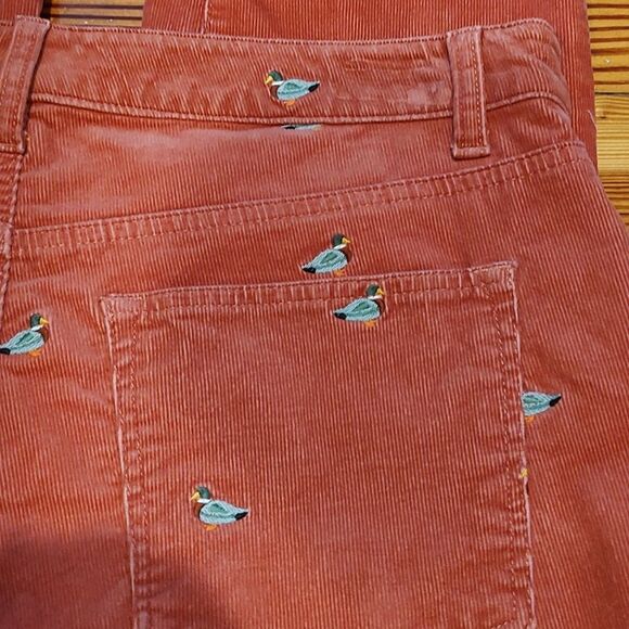 Talbot's Dusty Rose Corduroy Embroidered Mallard Duck Straight Leg Pant Size 8 - Picture 13 of 14